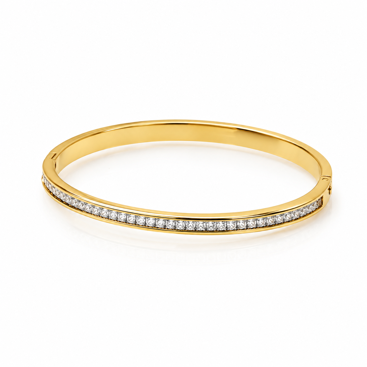 Sleek Solitaire Crystal Gold Bangle