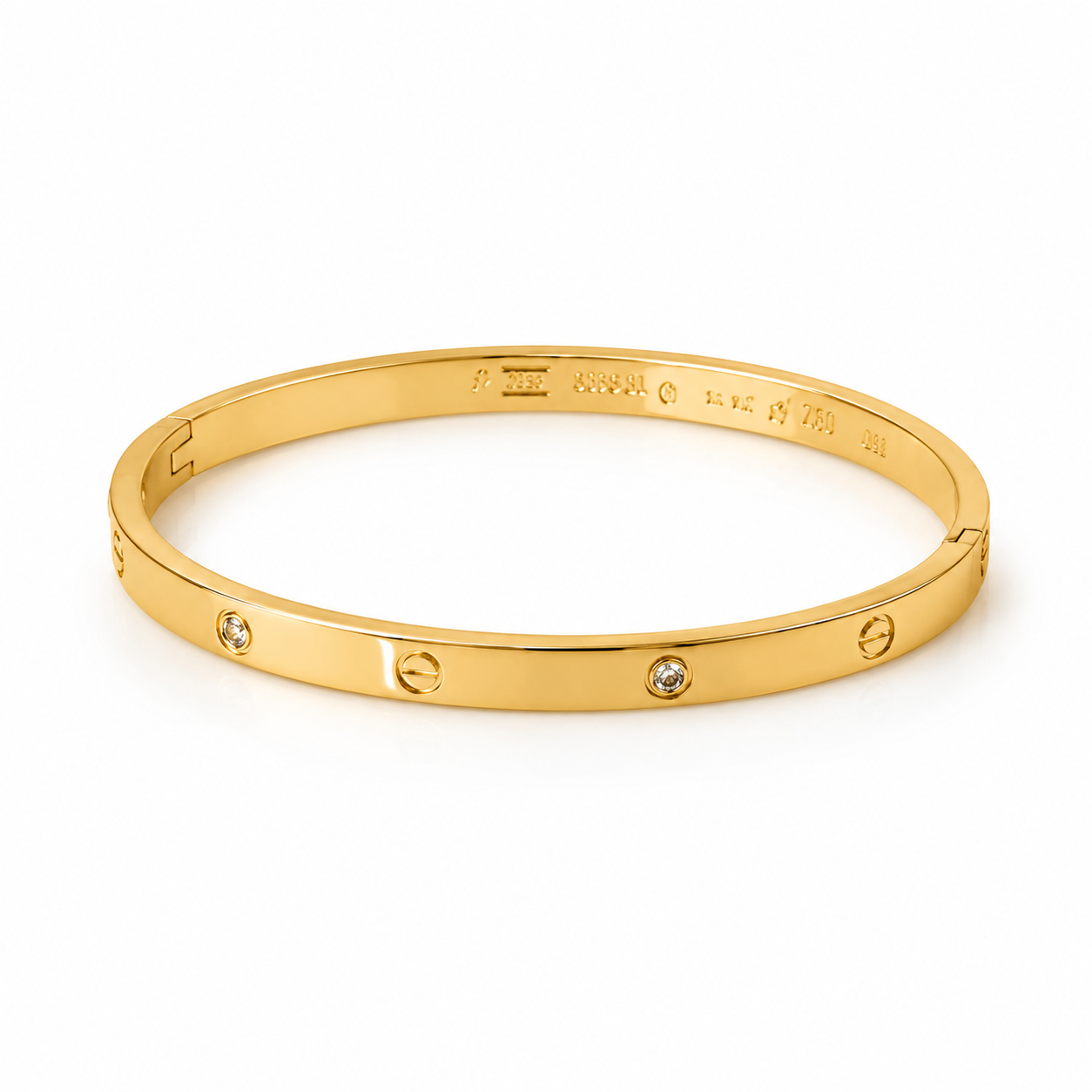Signature Screw Crystal Gold Bangle