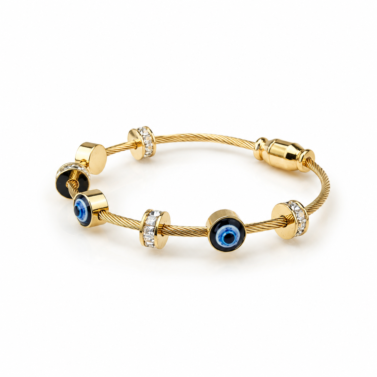 Evil Eye Charm Gold Bangle