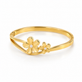 Dual Floral Pearl Gold Bangle