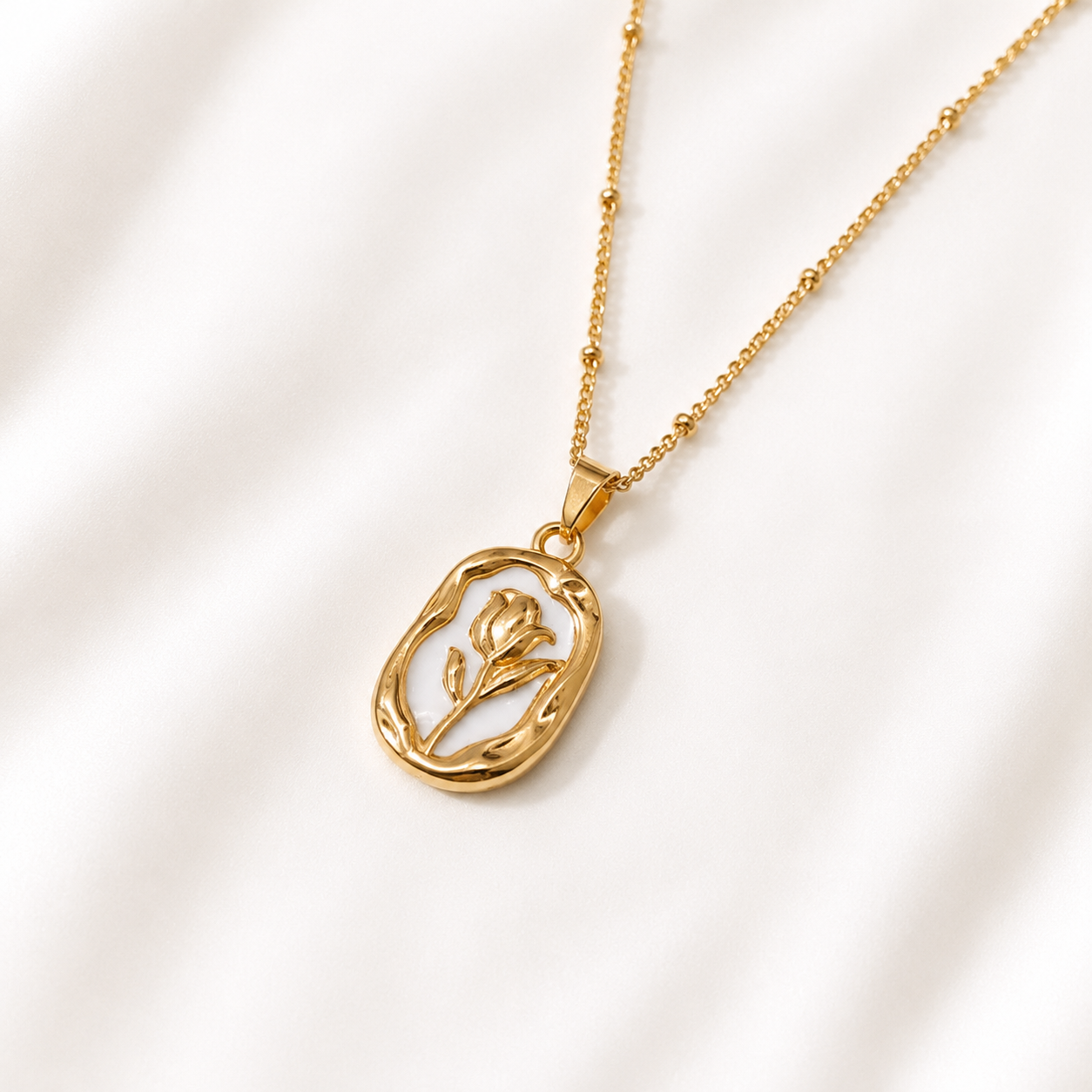 Golden Rose Pendant Gold Necklace