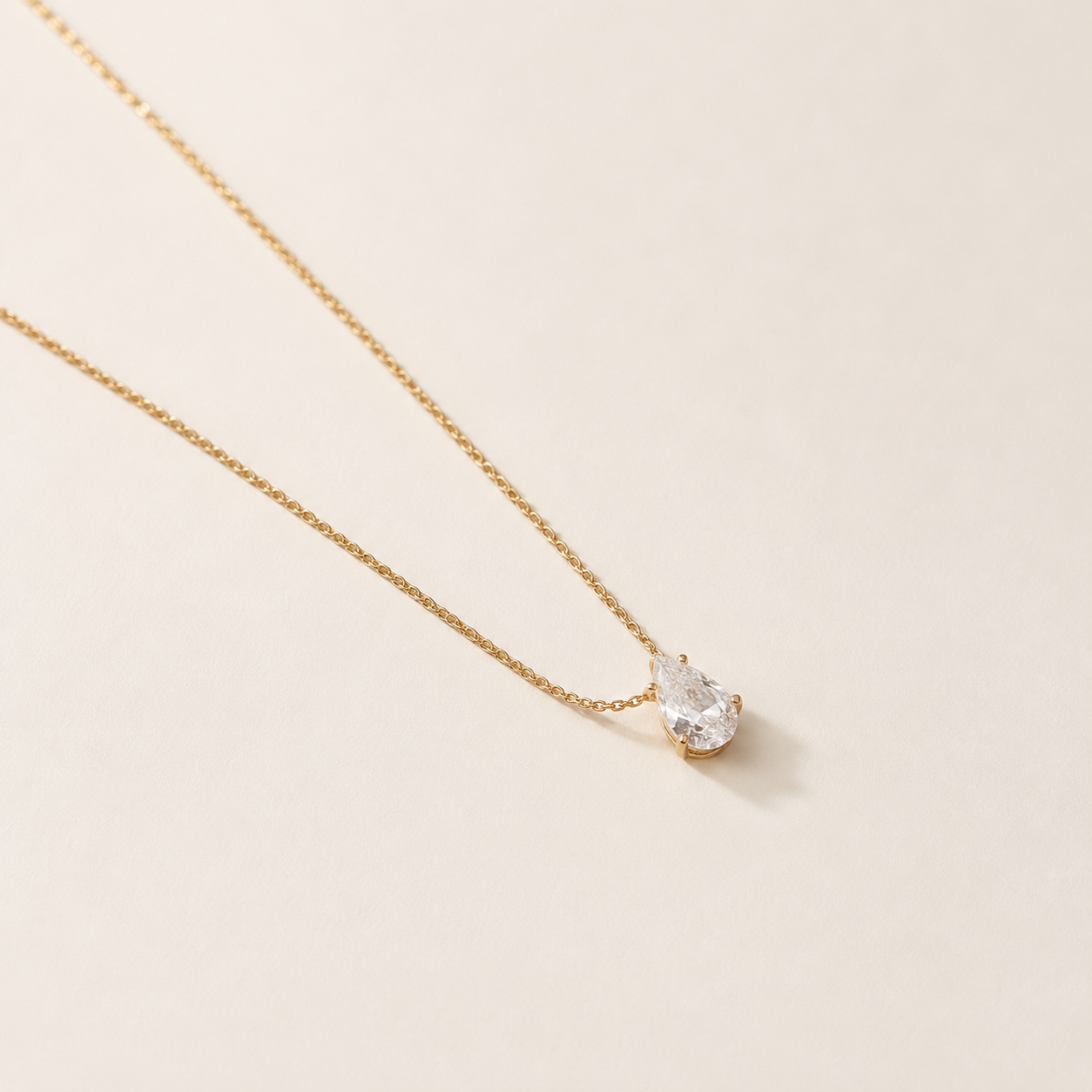Luna Teardrop Crystal Gold Necklace