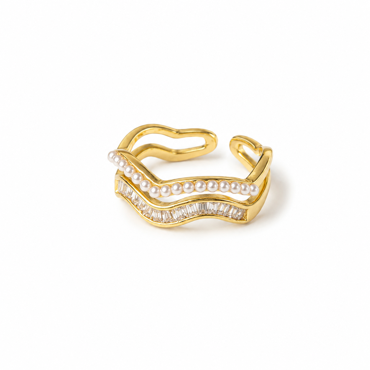 Pearl Wave Luxe Gold Ring