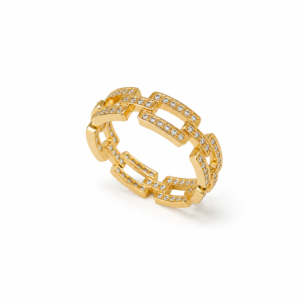 Link Pave Gold Ring