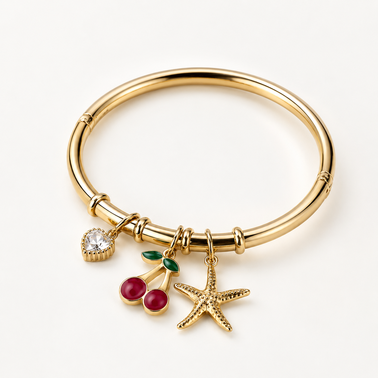Star & Cherry Charm Bangle