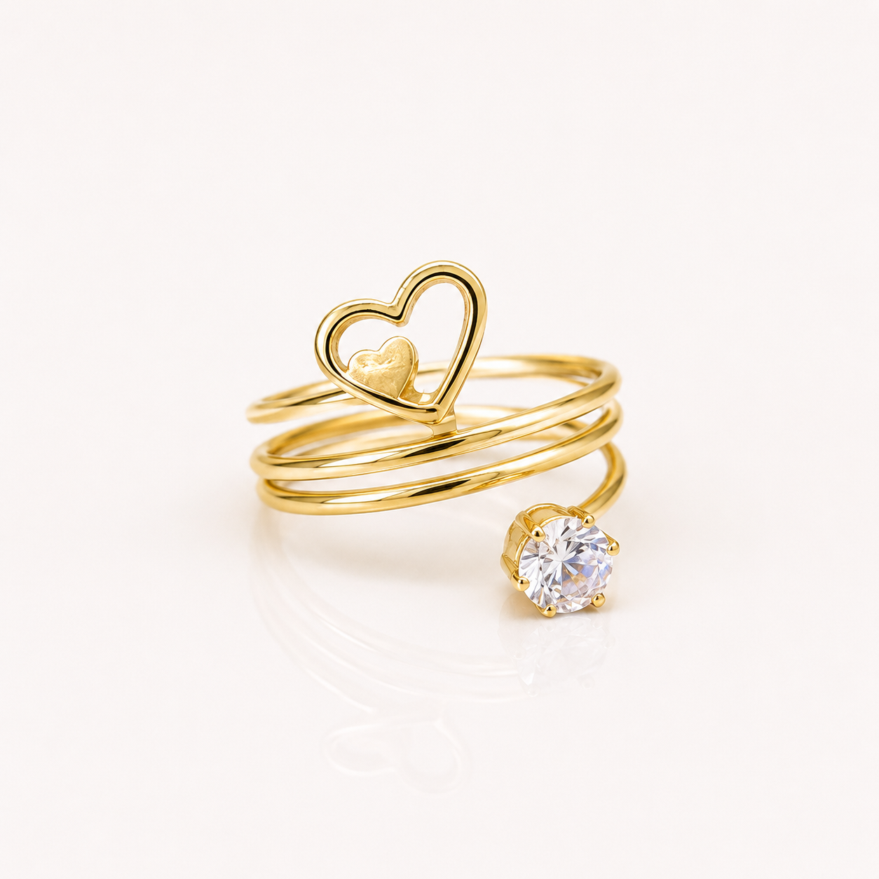 Twin Heart Wrap Crystal Ring