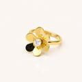 Golden Daisy Bloom Crystal Ring