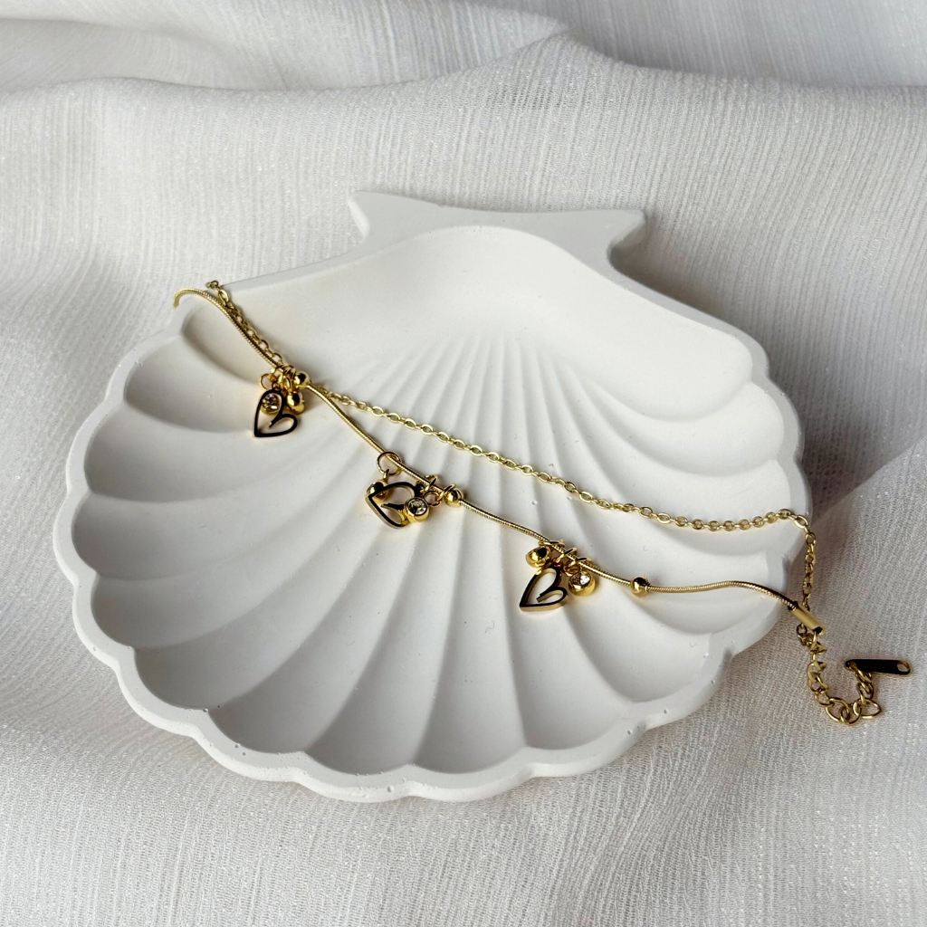 Golden Heart Layered Gold Bracelet