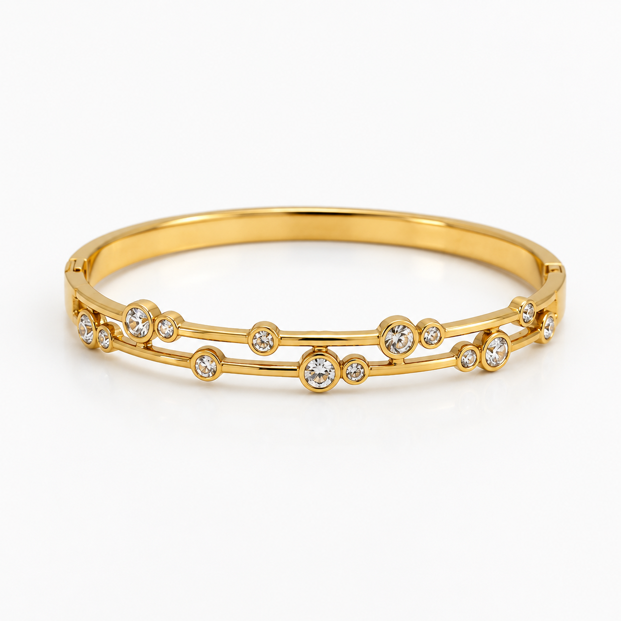 Chain Crystal Stone Gold Bangle