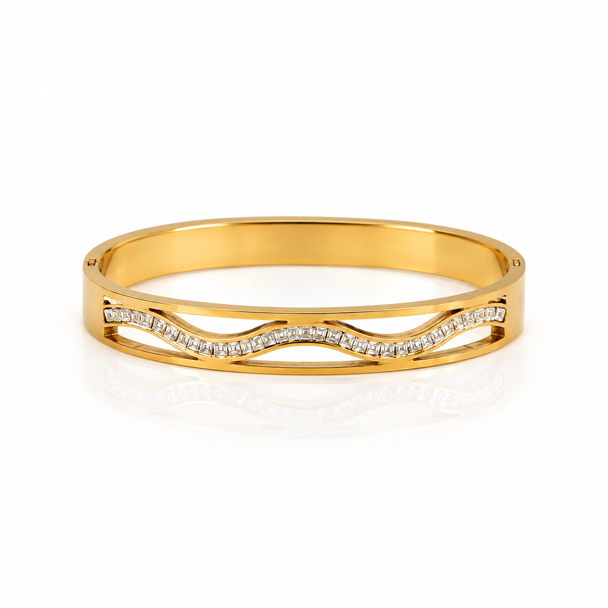 Wave Cuff Gold Bangle
