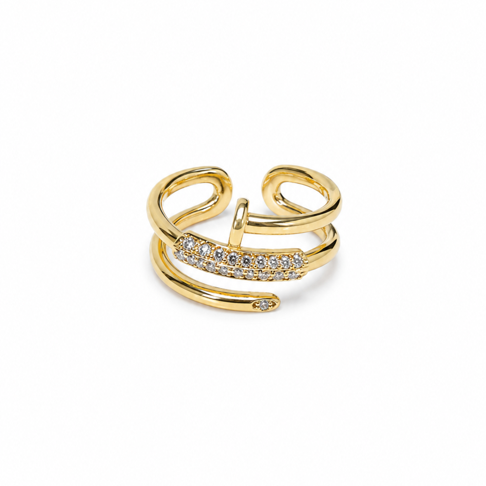 Nail Crystal Gold Ring