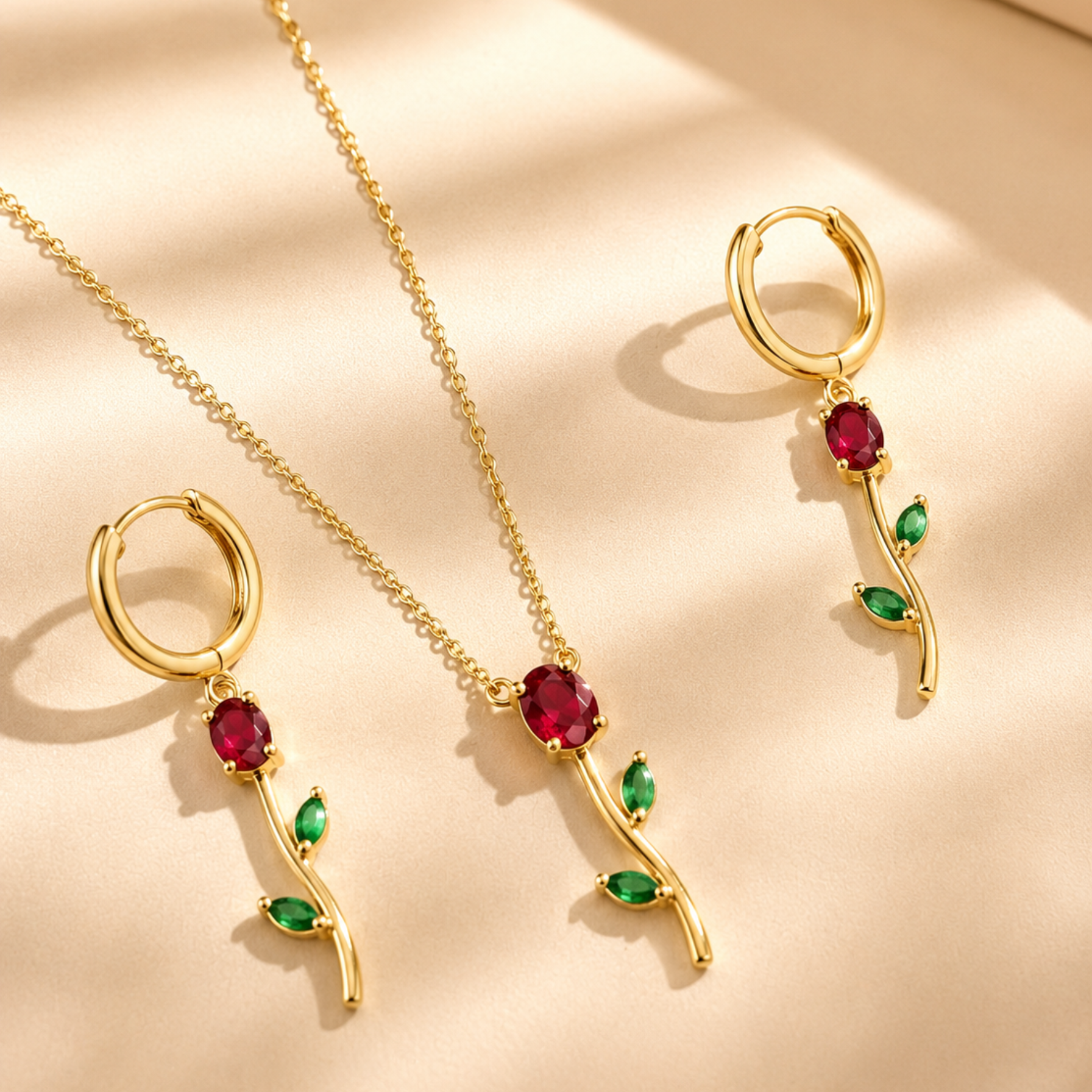 Tulip Necklace Earrings Combo