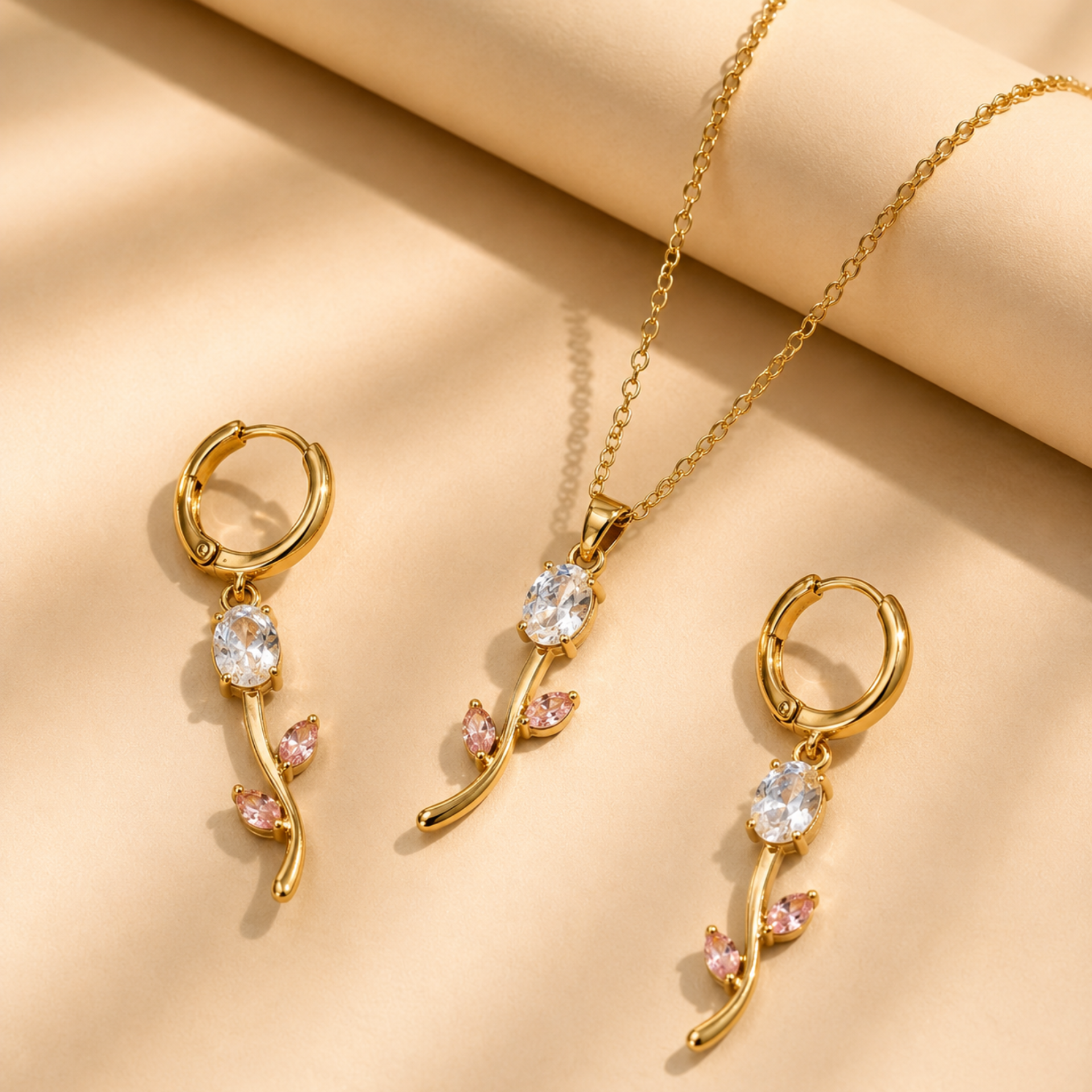 Tulip Necklace Earrings Combo