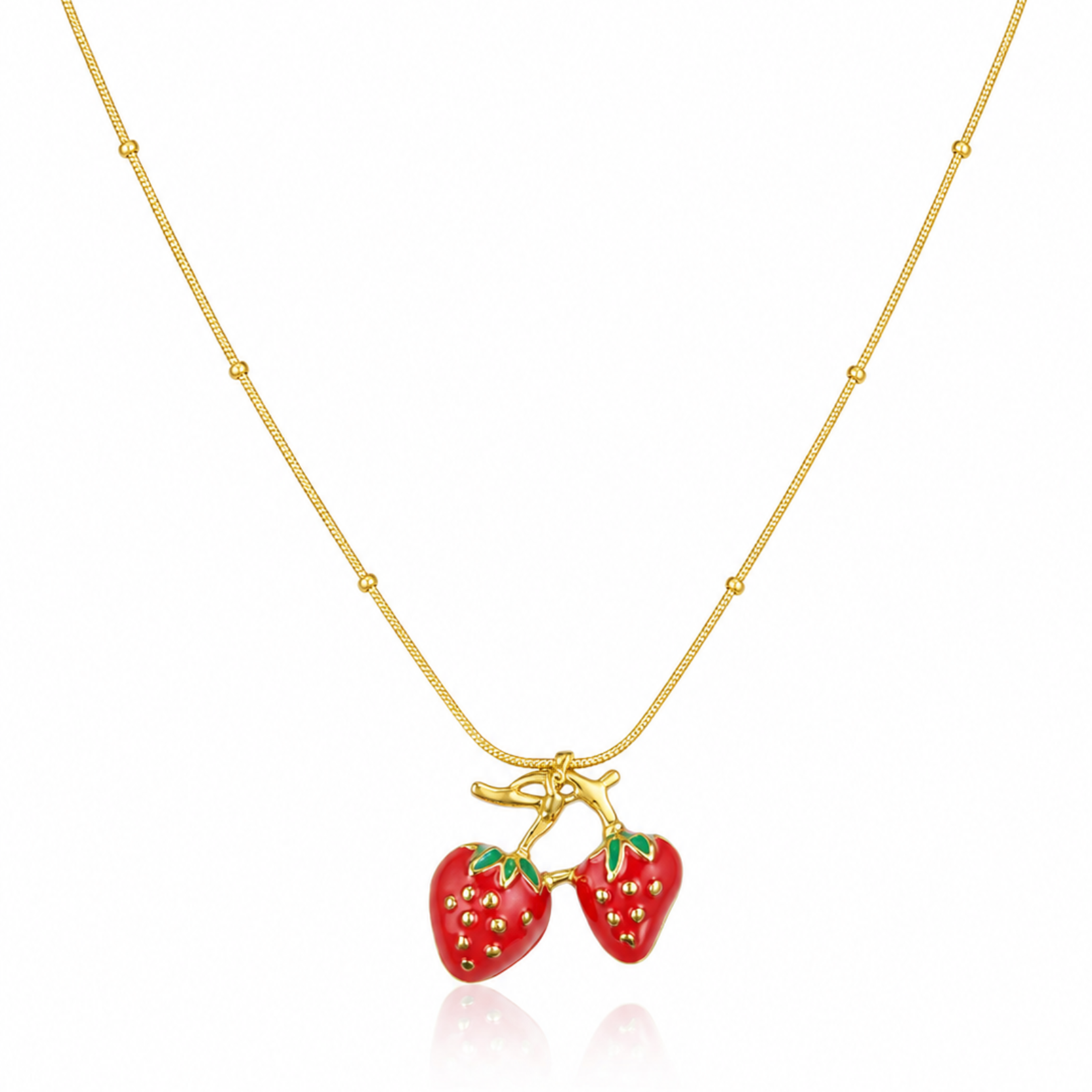 Strawberry Charm Gold Necklace