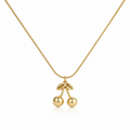 Golden Cherry Pendant Gold Necklace