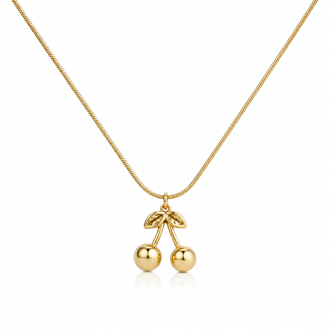 Golden Cherry Pendant Gold Necklace