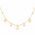 Clover Charm Crystal Gold Necklace