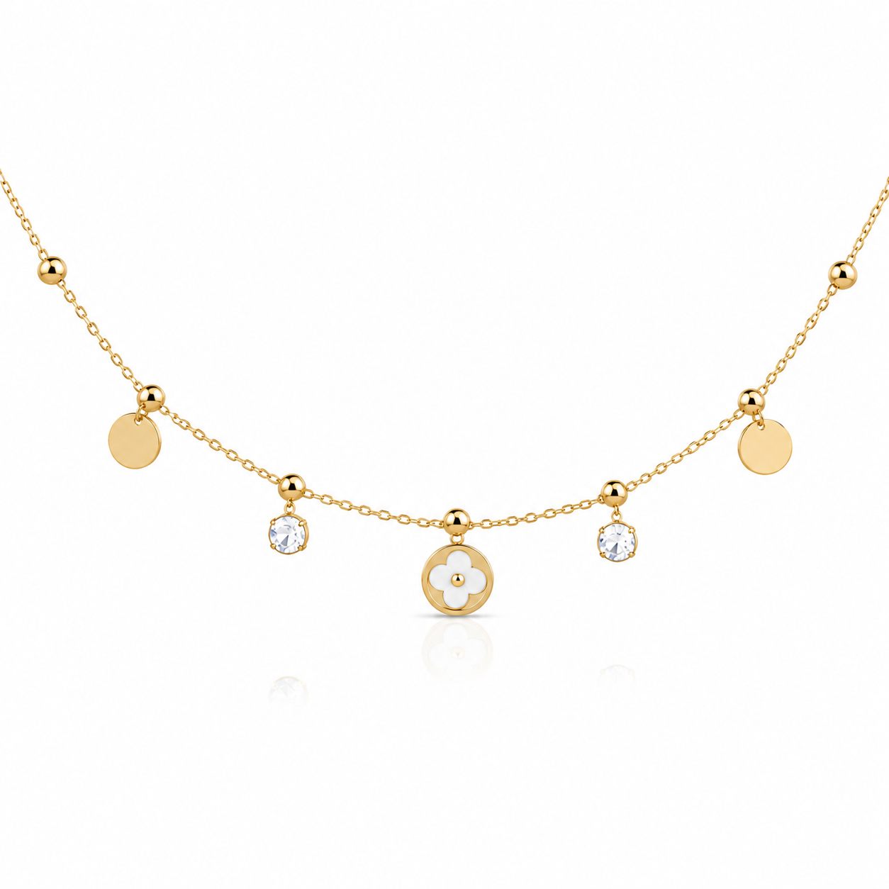 Petite Flower Crystal Gold Necklace