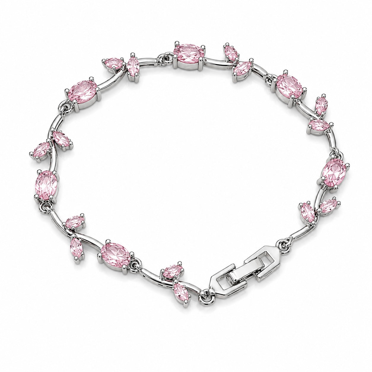 Pink Silver Tulip Bracelet
