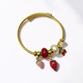 Strawberry & Cherry Charm Bangle Bracelet