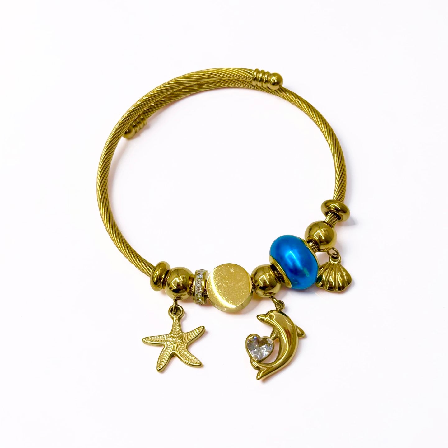 Dolphin Ocean Charm Bangle Bracelet