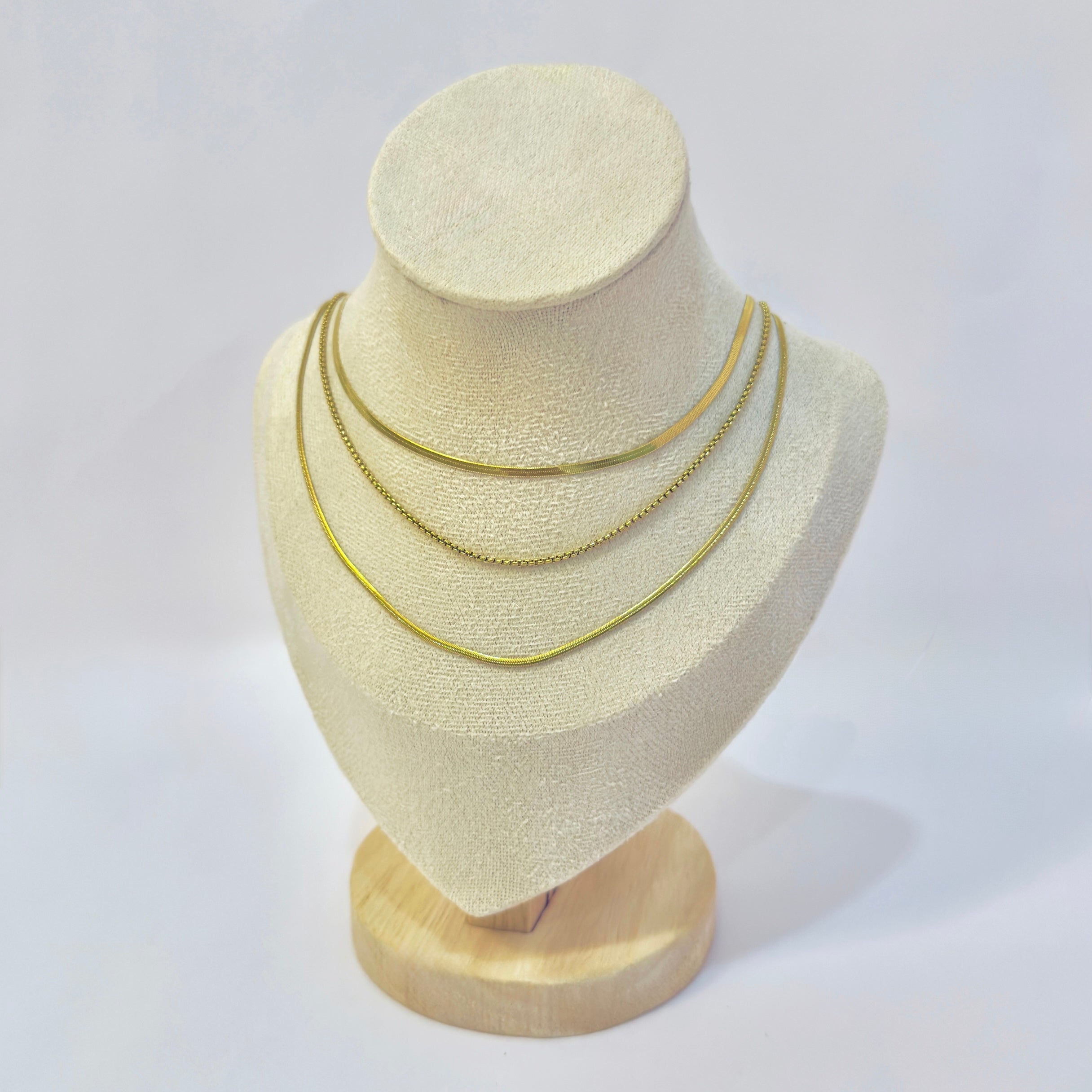 Triple Layered Snake Chain Gold Necklace