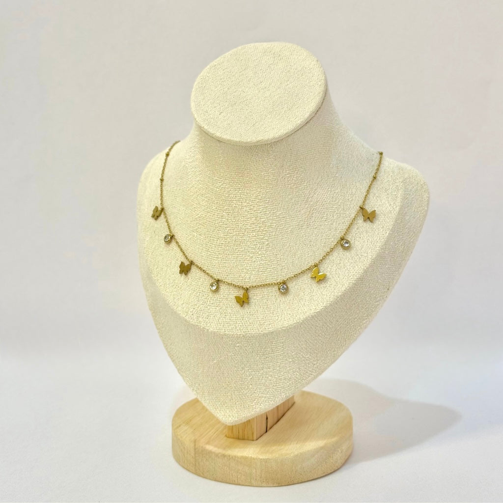 Butterfly Crystal Gold Necklace