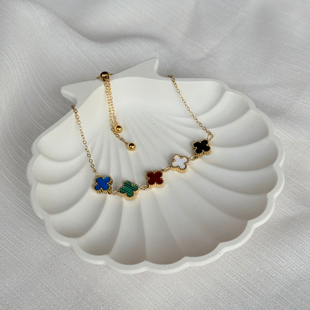 Multi Color Clover Gold Bracelet