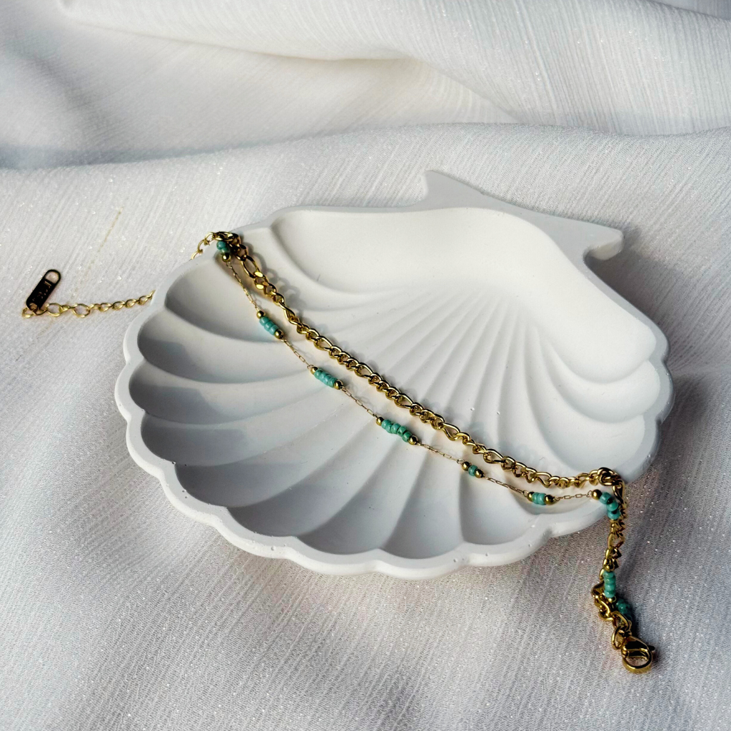 Turquoise Trails Layered Gold Bracelet