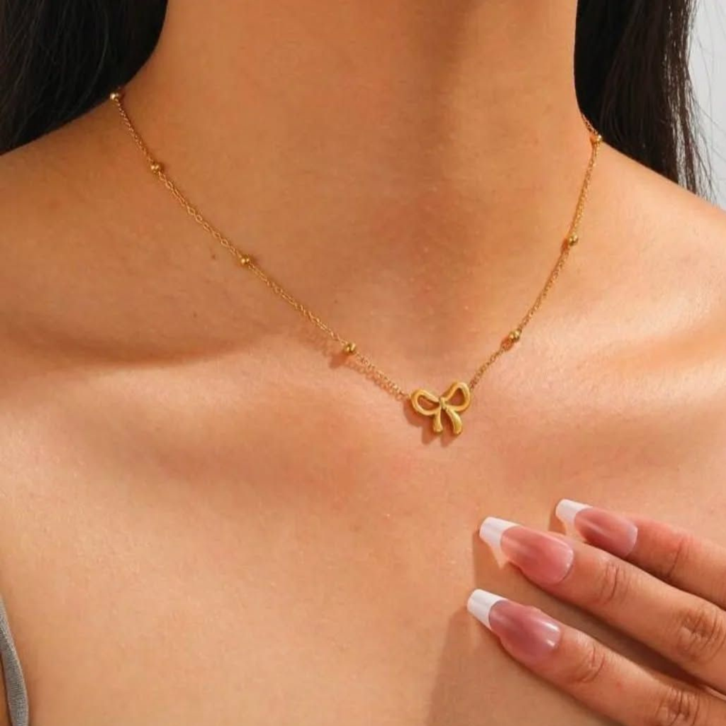 Golden Bow Pendant Gold Necklace