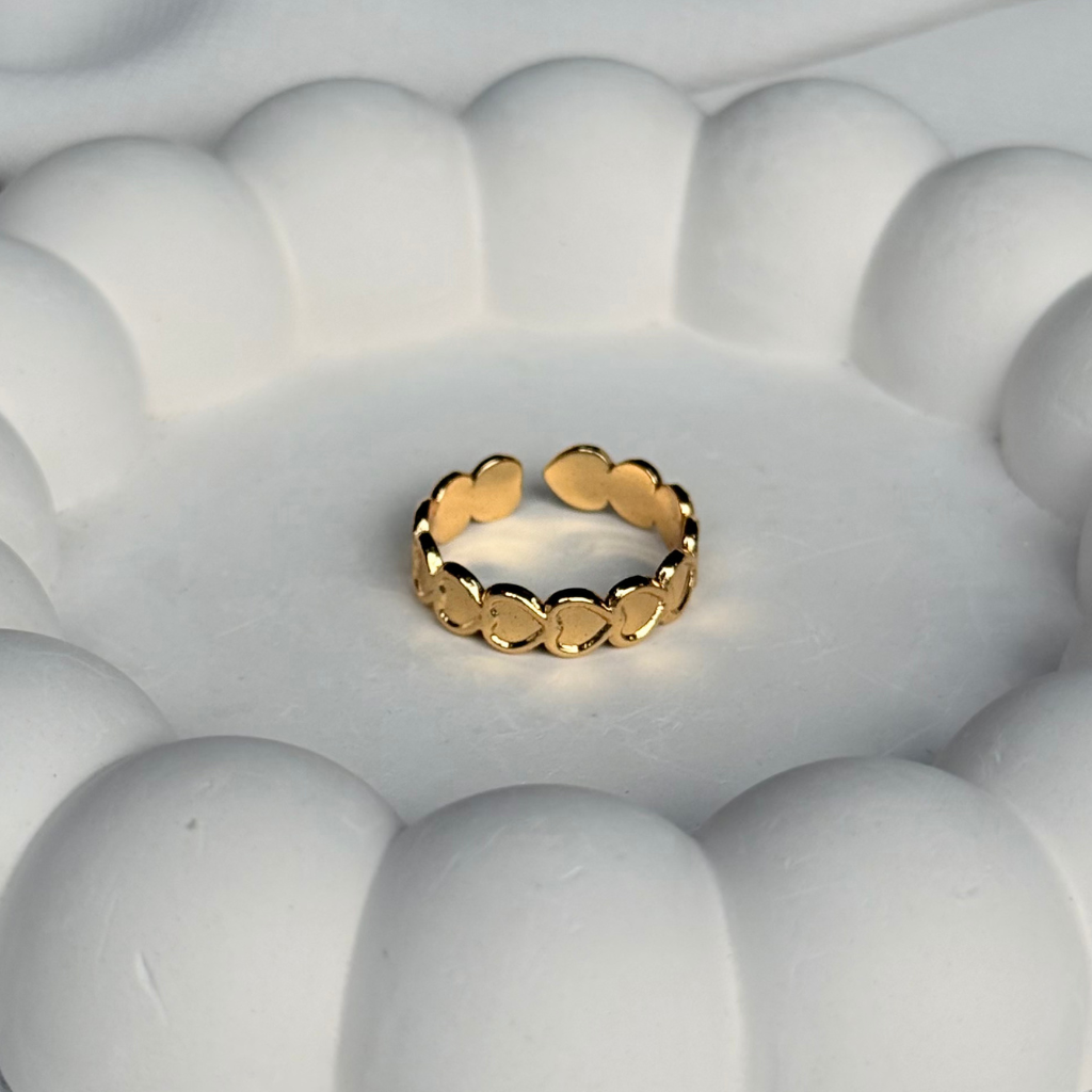 Heart Linked Adjustable Ring