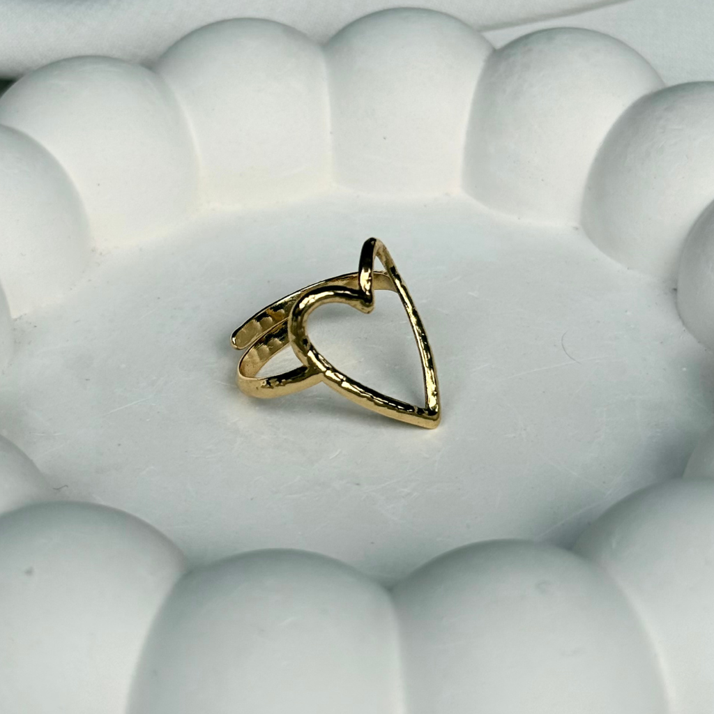Open Heart Outline Adjustable Ring
