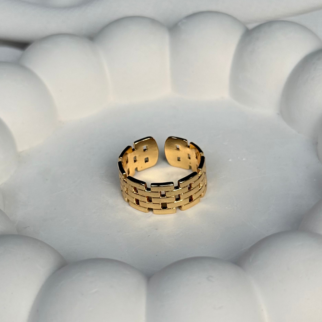 Grid Texture Adjustable Ring