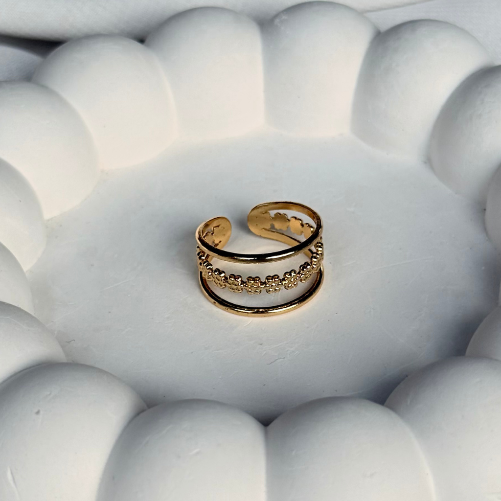 Floral Band Adjustable Ring