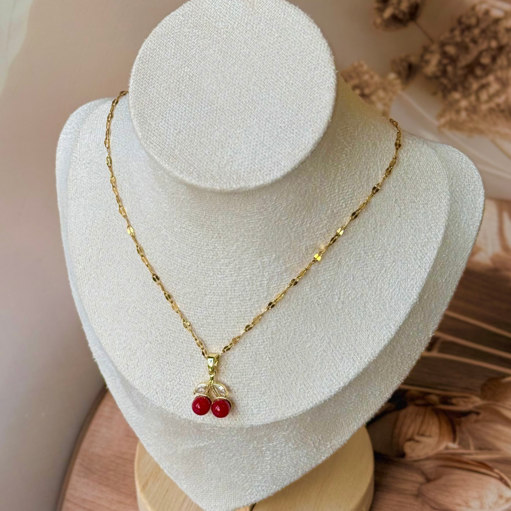 Petite Cherry Pendant Gold Necklace
