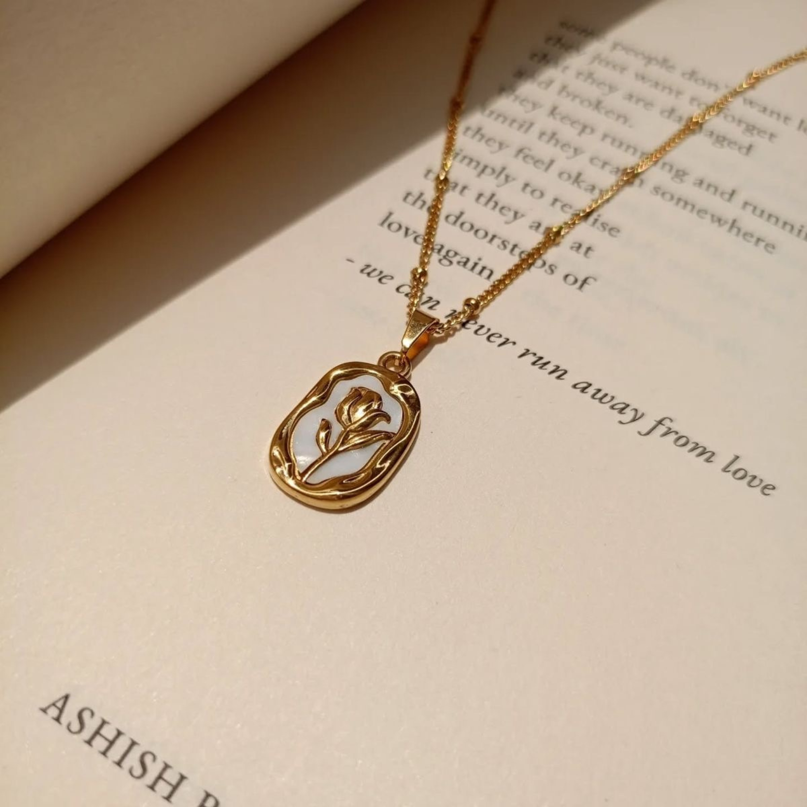 Golden Rose Pendant Gold Necklace