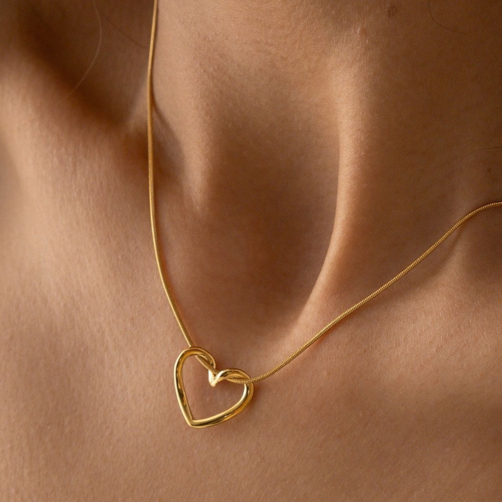 Open Heart Knot Gold Necklace