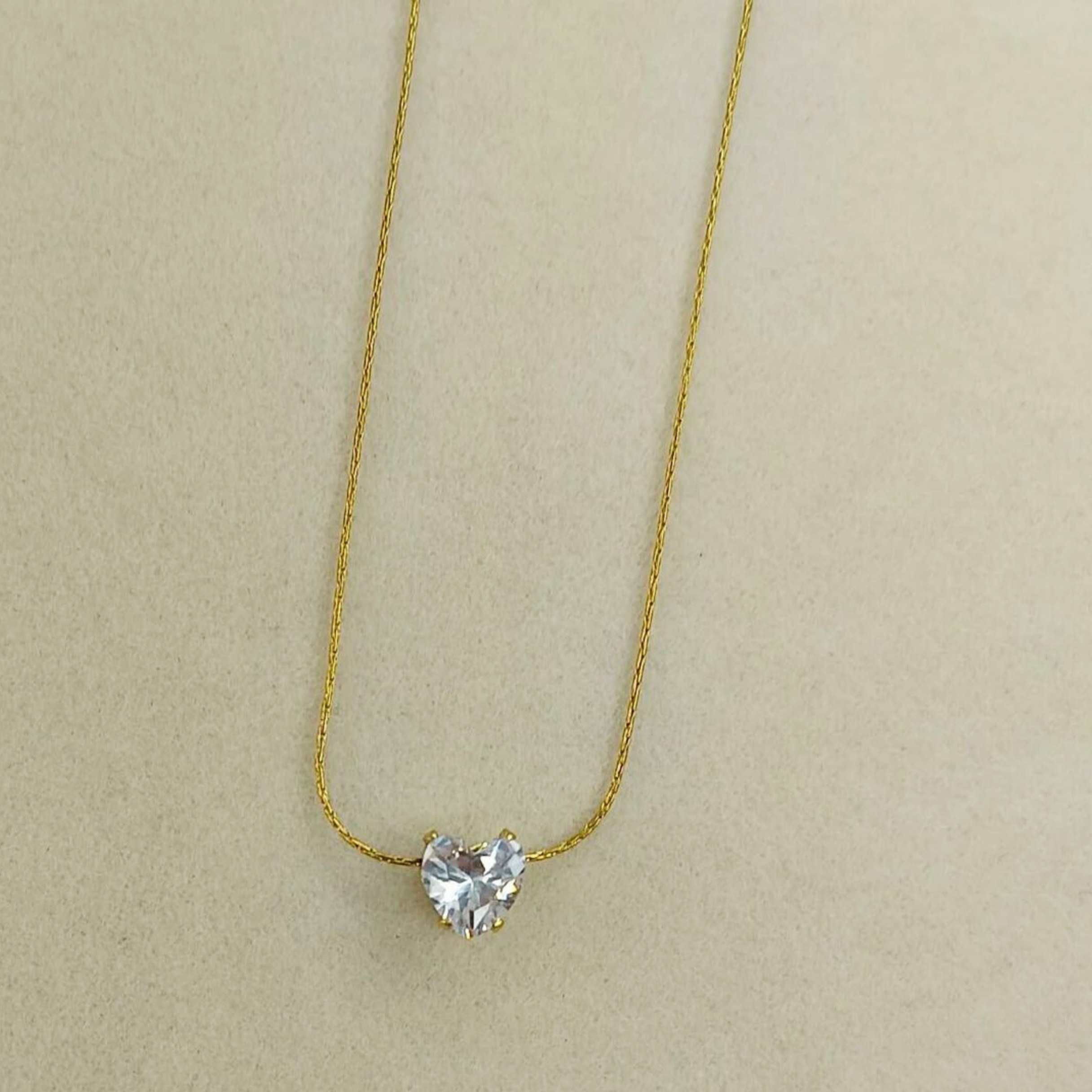Diamond Heart Charm Gold Necklace