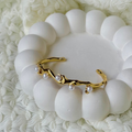 Pearl Wave Open Gold Cuff Bangle