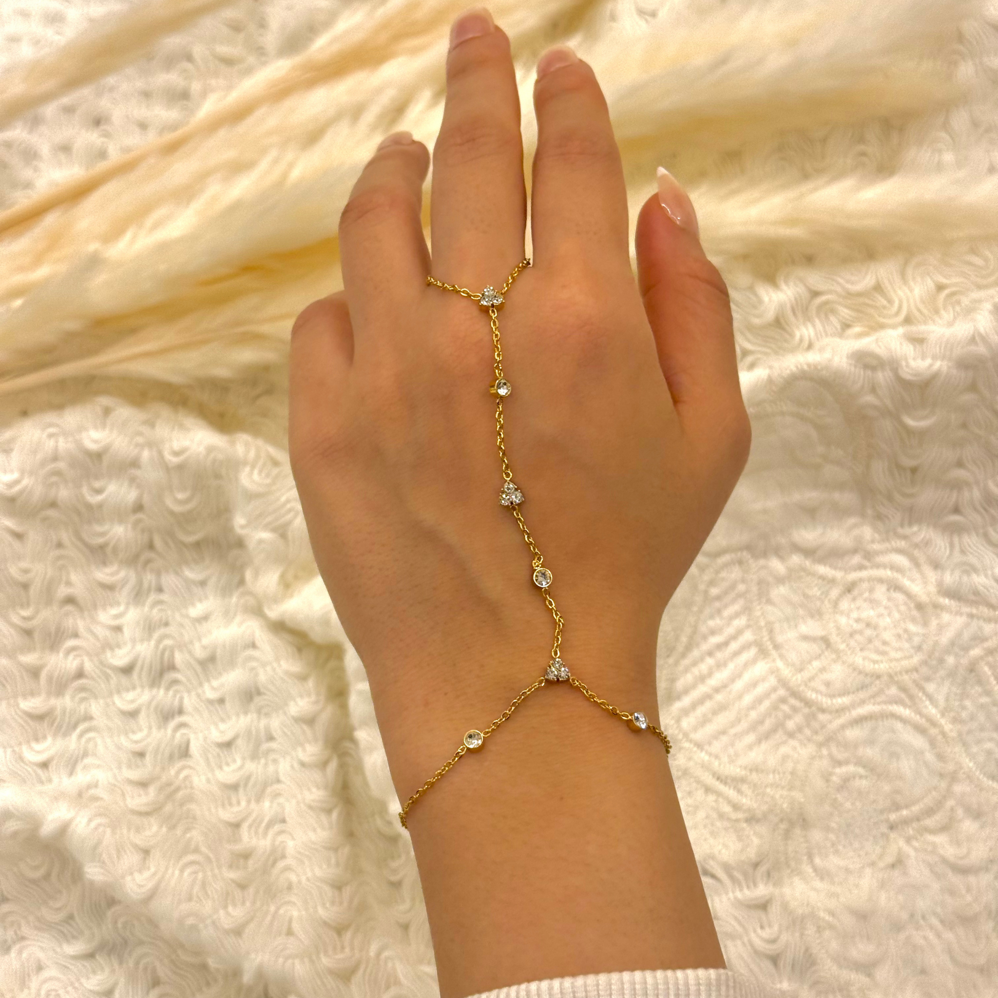 Crystal Drop Gold Hand Chain