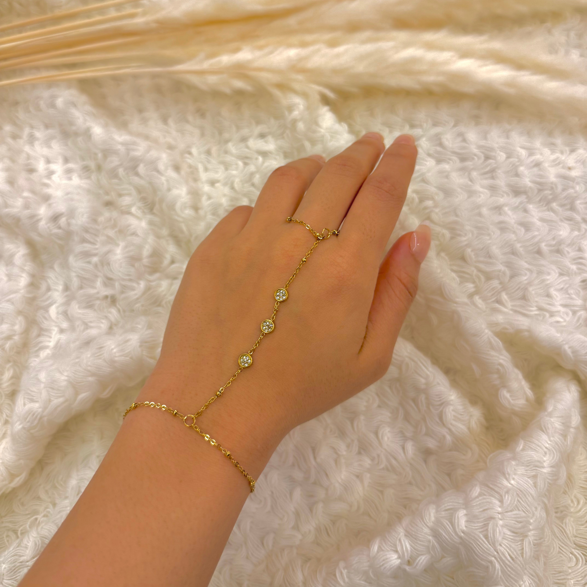 Classic Solitaire Gold Hand Chain