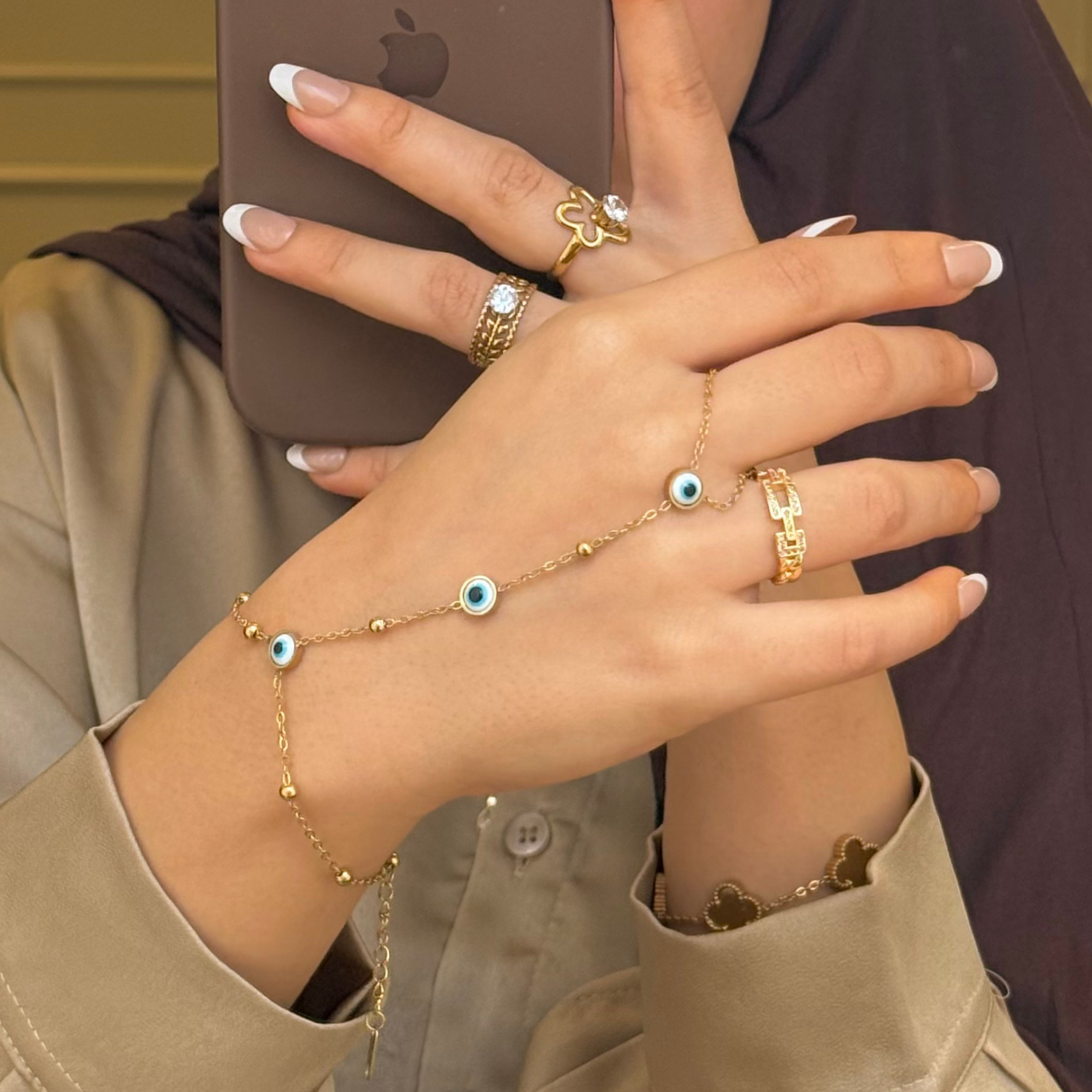 Evil Eye Grace Gold Hand Chain