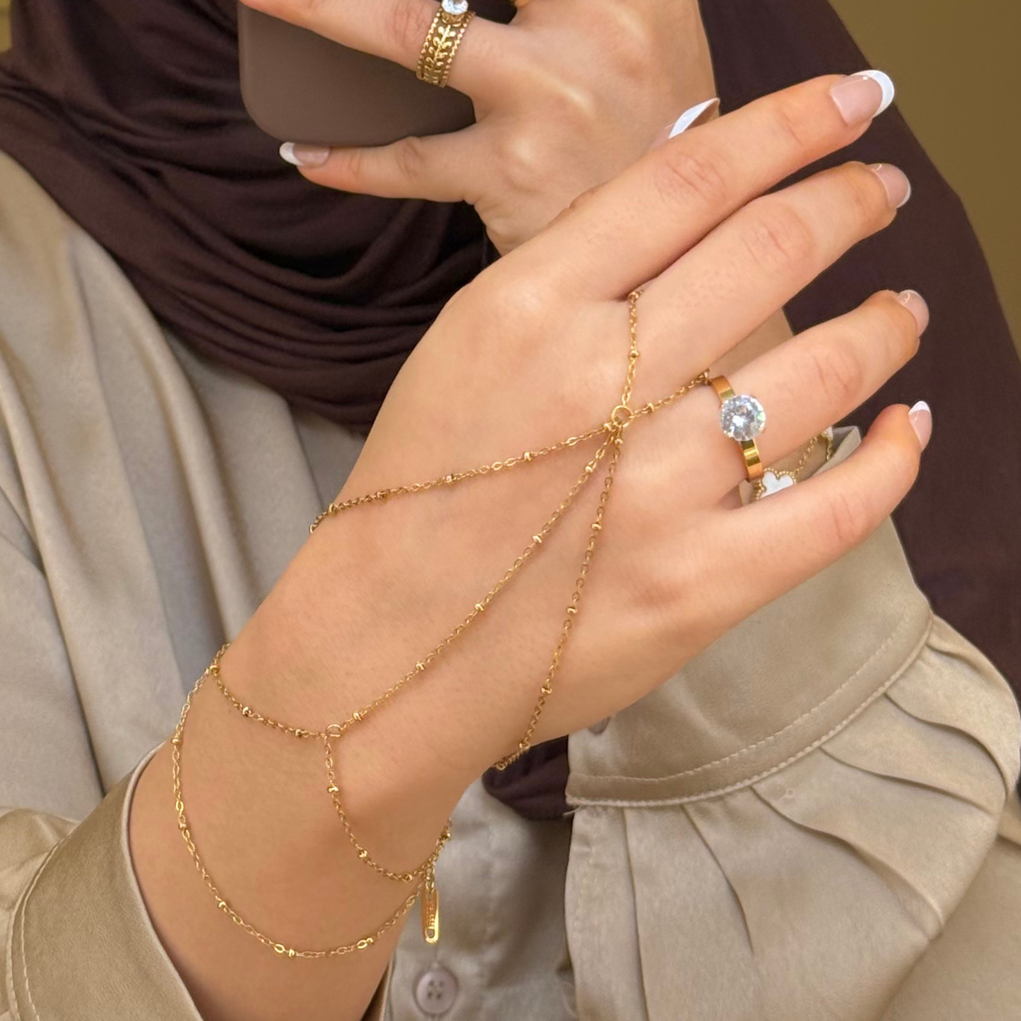 Golden Triple Strand Gold Hand Chain