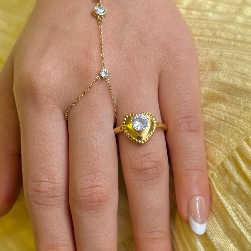 Golden Heart Solitaire Gold Ring