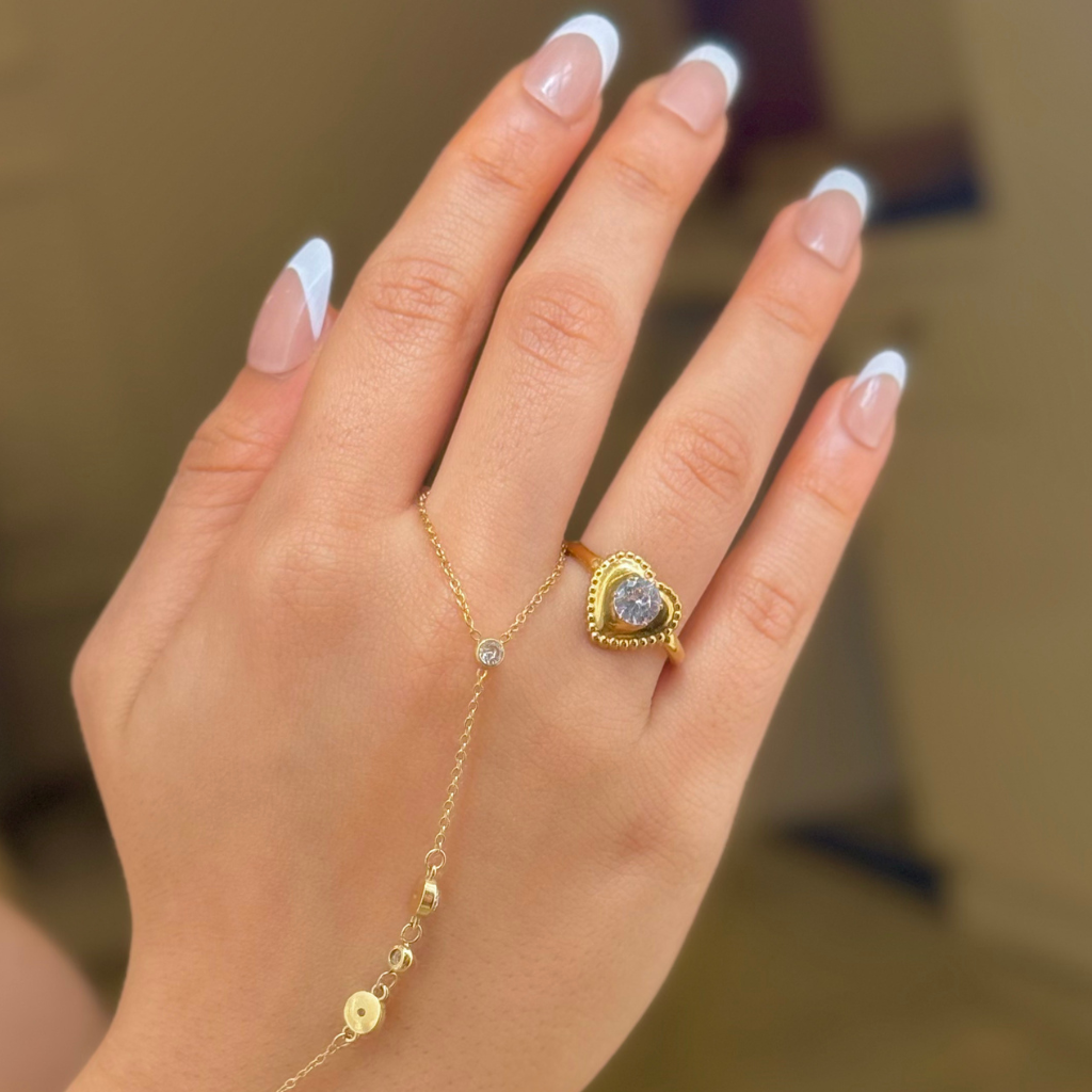 Golden Heart Solitaire Gold Ring