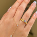 Heartline Crystal Gold Ring