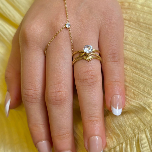 Aurora Solitaire Band Gold Ring