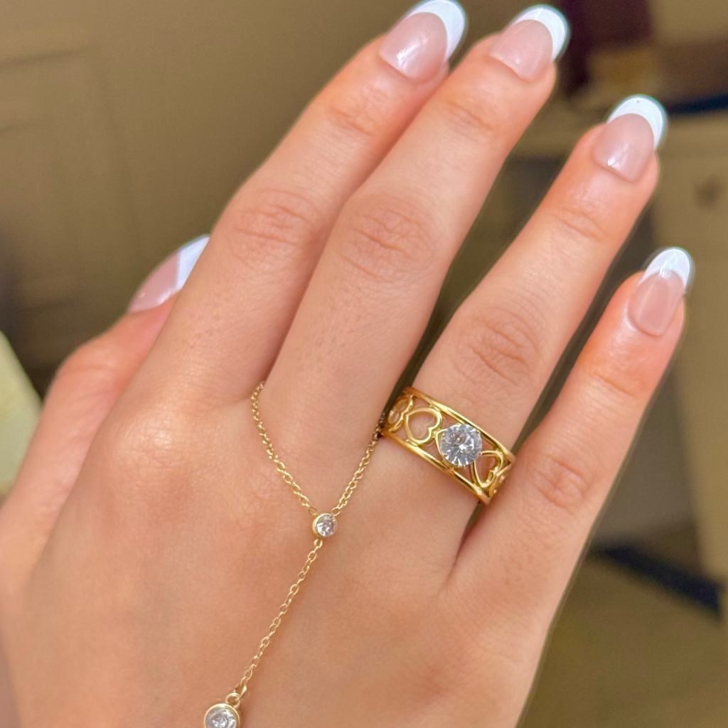 Heart Cutwork Solitaire Gold Ring