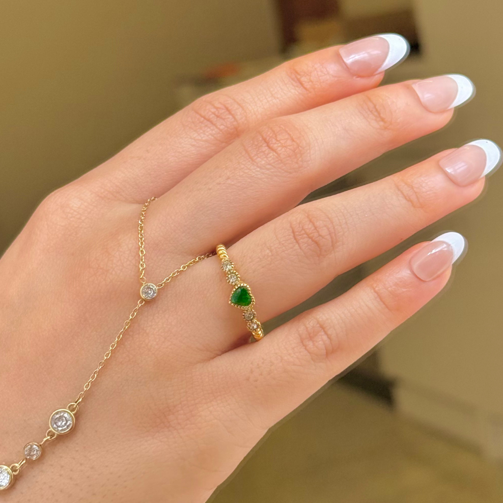 Emerald Heart Solitaire Gold Ring