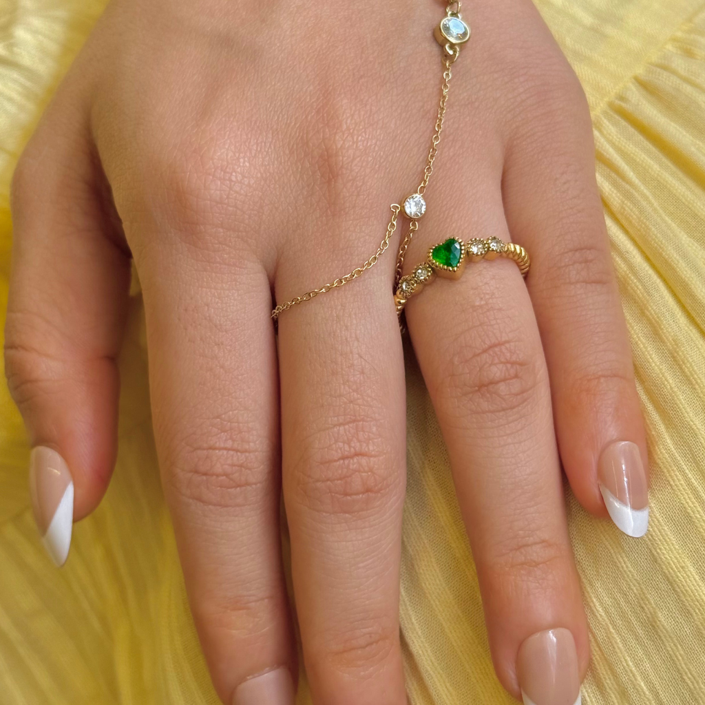Emerald Heart Solitaire Gold Ring
